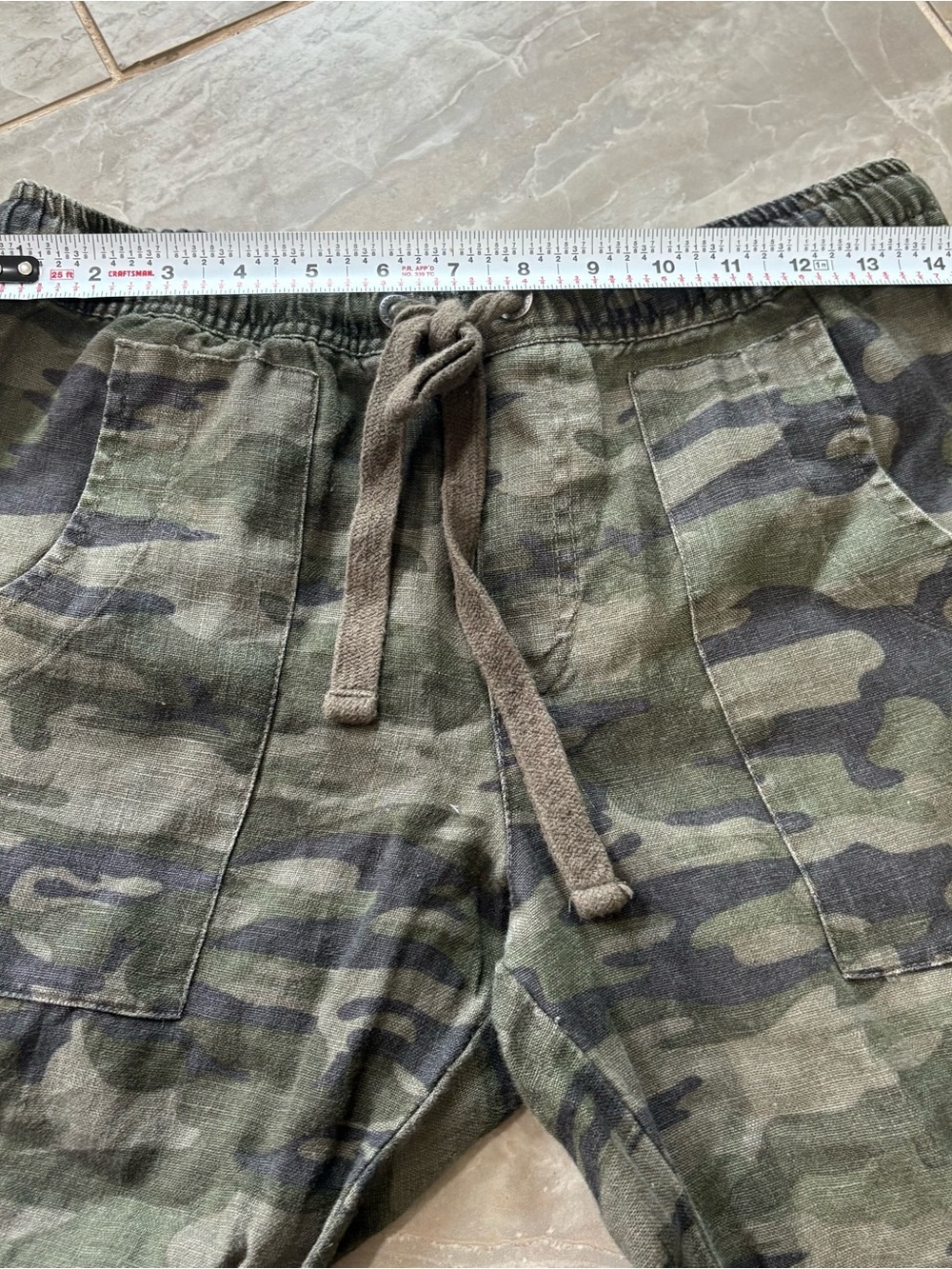 Sanctuary x Anthropologie Cropped Green Camo Linen Cargo Pants Women’s XS - Picture 6 of 8